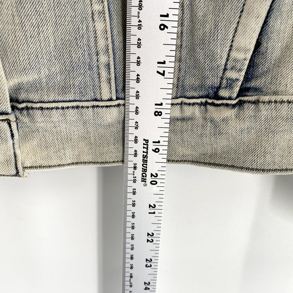 Athleta Double Time Denim Jacket Hooded Vest Combo Womens Sz S Acid Wash/Black - Picture 7 of 16